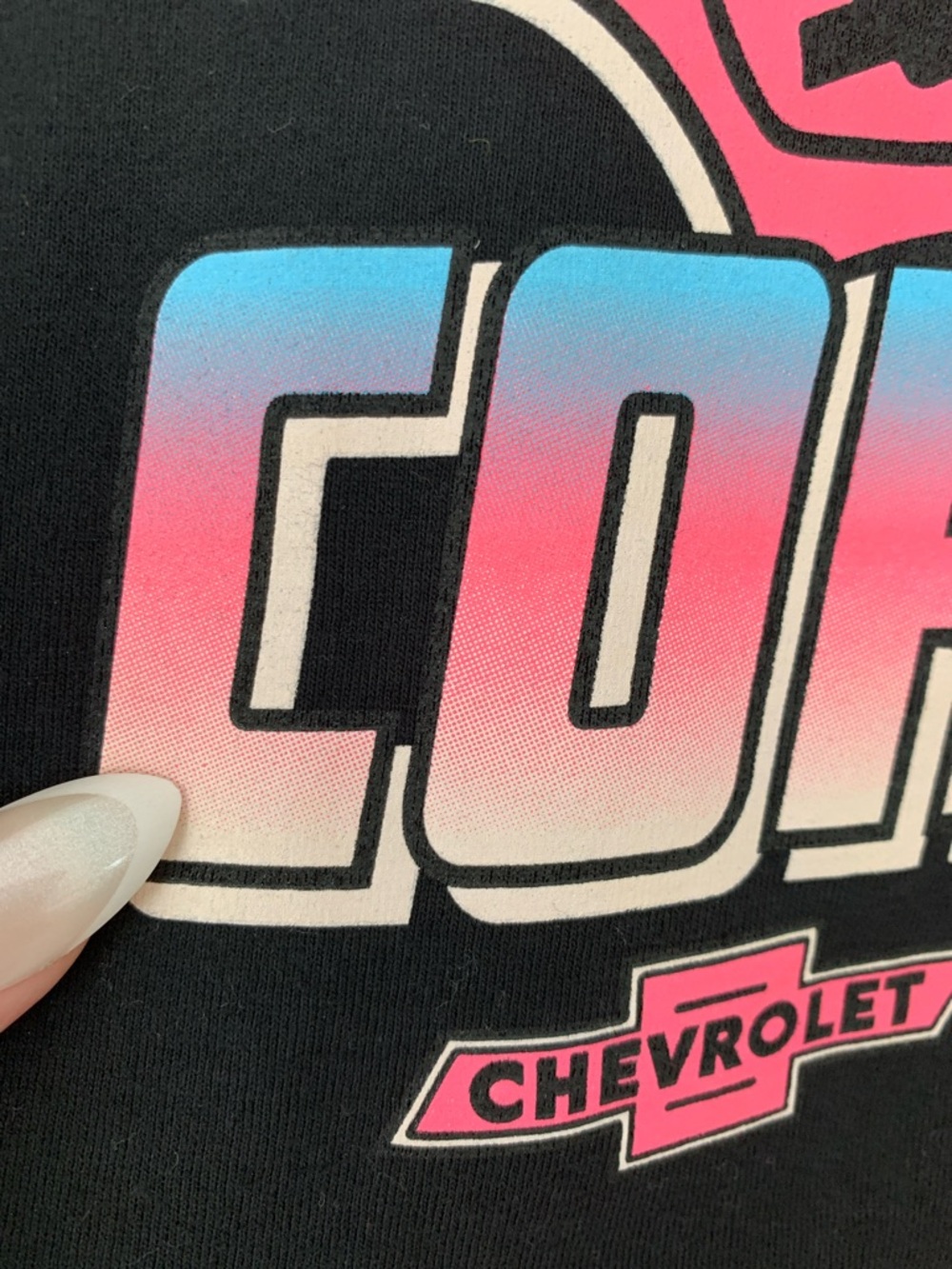 GM Corvette Stingray Graphic Tee - Black with Pink Accent, Size XS. - Picture 3 of 9